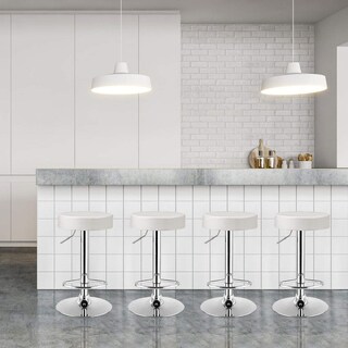 Foto 4 | Taburetes De Bar Costway, Modernos, Giratorios, Sin Respaldo, Piel Sintética, Color Blanco - Venta Internacional.