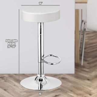 Foto 5 | Taburetes De Bar Costway, Modernos, Giratorios, Sin Respaldo, Piel Sintética, Color Blanco - Venta Internacional.