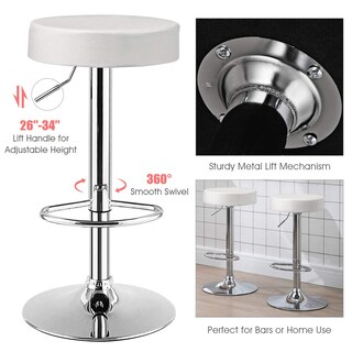 Foto 6 | Taburetes De Bar Costway, Modernos, Giratorios, Sin Respaldo, Piel Sintética, Color Blanco - Venta Internacional.