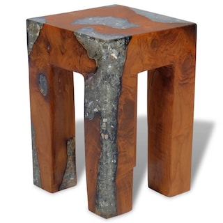 Foto 7 | Taburete Vidaxl Hecho A Mano, Multiusos, Madera Maciza De Teca Y Resina - Venta Internacional.