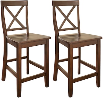 Foto 1 | Juego De Taburetes De Bar Crosley Furniture Con Respaldo En X De Madera De Caoba Vintage - Venta Internacional.