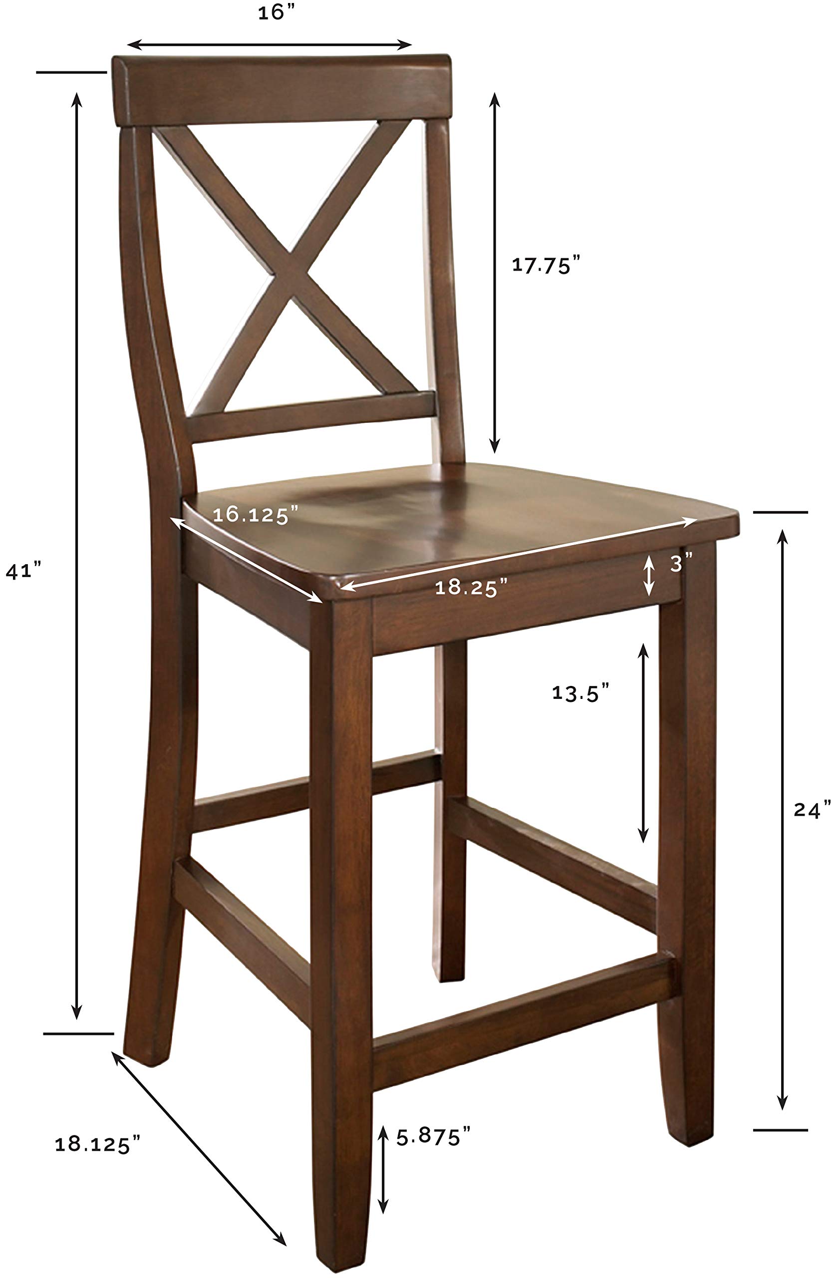 Foto 4 pulgar | Juego De Taburetes De Bar Crosley Furniture Con Respaldo En X De Madera De Caoba Vintage - Venta Internacional.