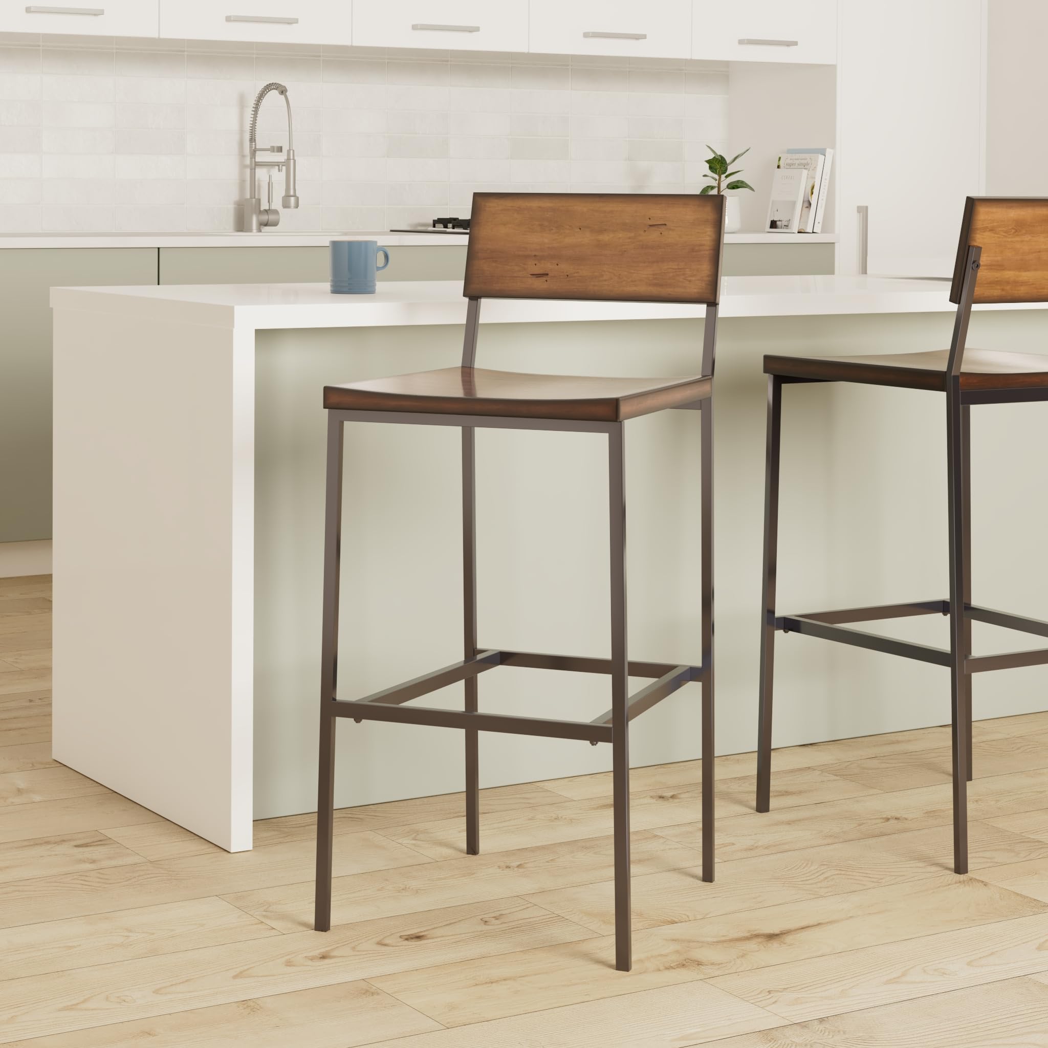 Foto 2 | Taburete De Bar Progressive Furniture Sawyer, Madera Y Metal, Color Marrón - Venta Internacional.