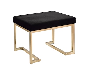 Foto 1 | Botín Otomano Acme Boice Rectangular De Tela Negra Con Base De Champán - Venta Internacional.