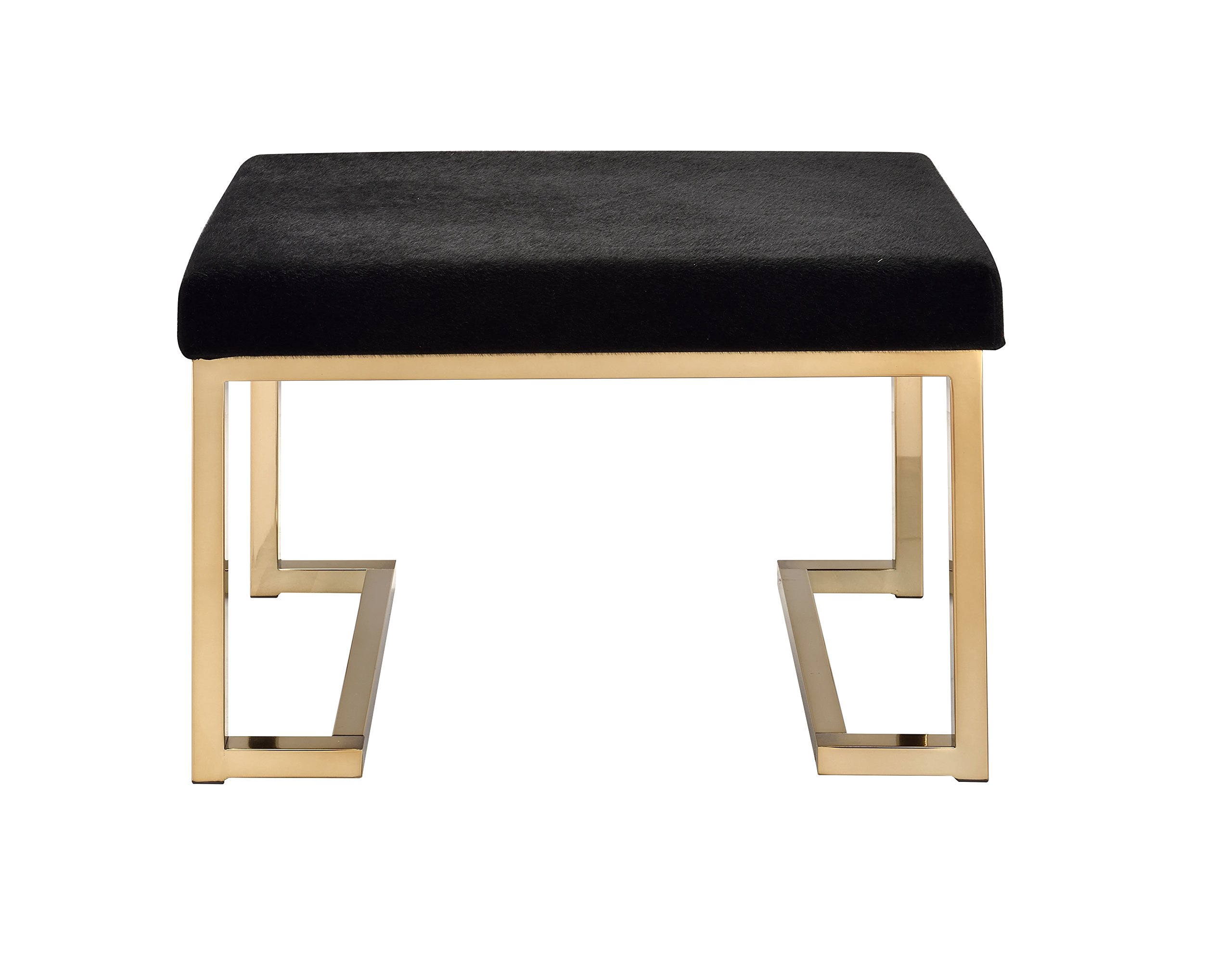 Foto 2 | Botín Otomano Acme Boice Rectangular De Tela Negra Con Base De Champán - Venta Internacional.