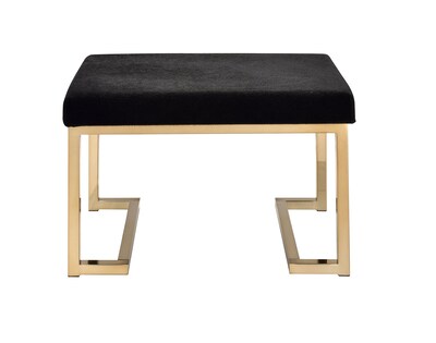 Foto 2 | Botín Otomano Acme Boice Rectangular De Tela Negra Con Base De Champán - Venta Internacional.