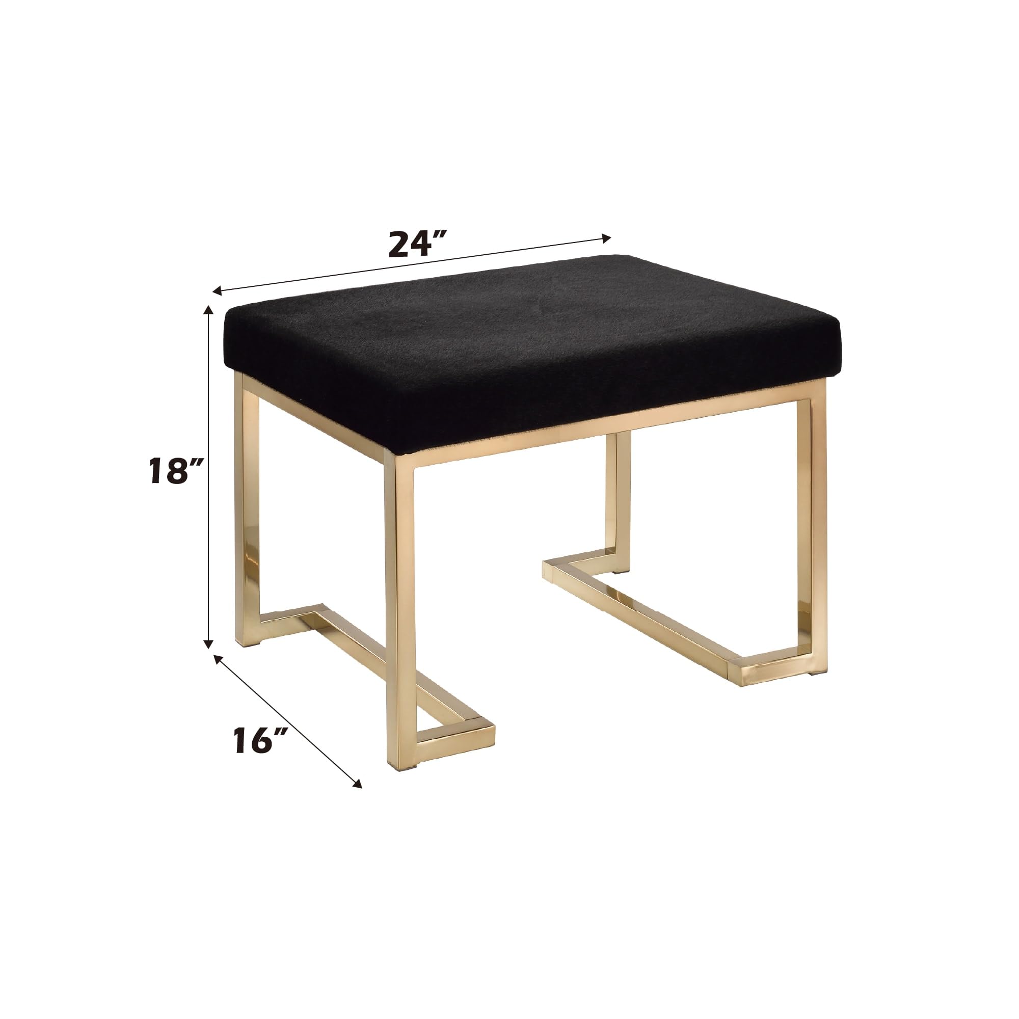 Foto 5 pulgar | Botín Otomano Acme Boice Rectangular De Tela Negra Con Base De Champán - Venta Internacional.