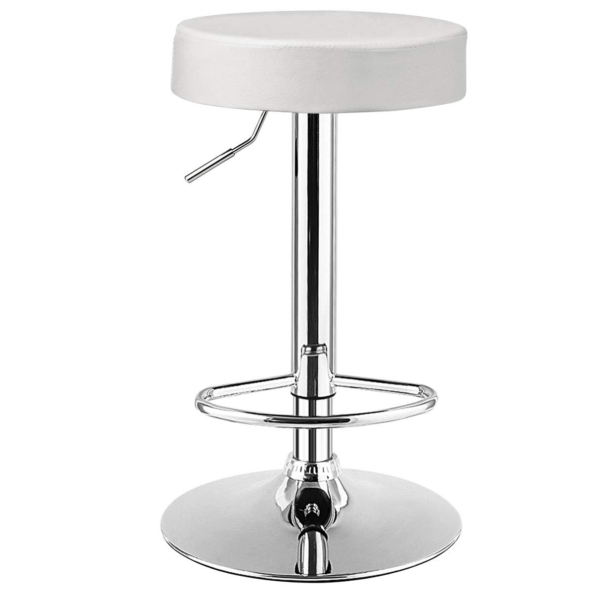 Foto 1 | Taburete De Bar Costway  Moderno  Giratorio  Sin Respaldo  Piel Sintética  Blanco - Venta Internacional.