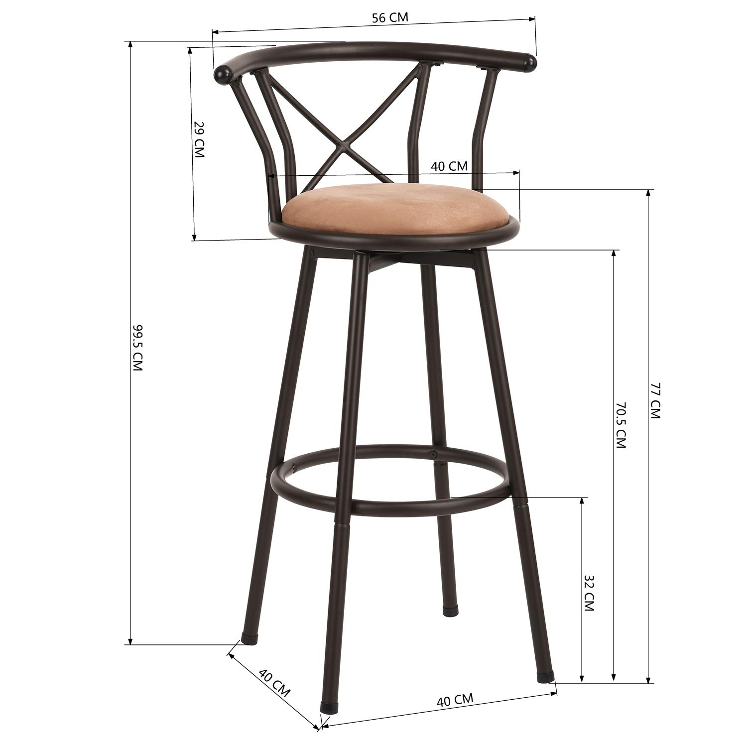 Foto 4 pulgar | Bancos Furniturer  con Asiento Giratorio de 360 Grados  2 Piezas