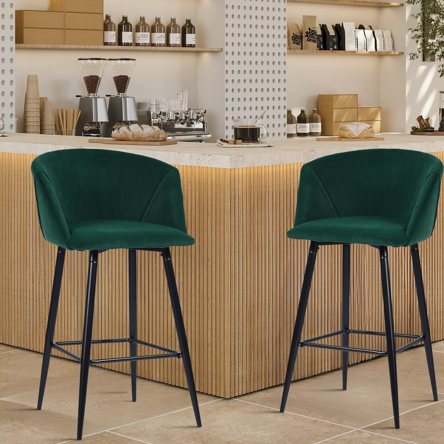 Foto 3 pulgar | Taburete De Bar Furniturer Aldridge Verde 47.5 X 47.5 X 97 Cm