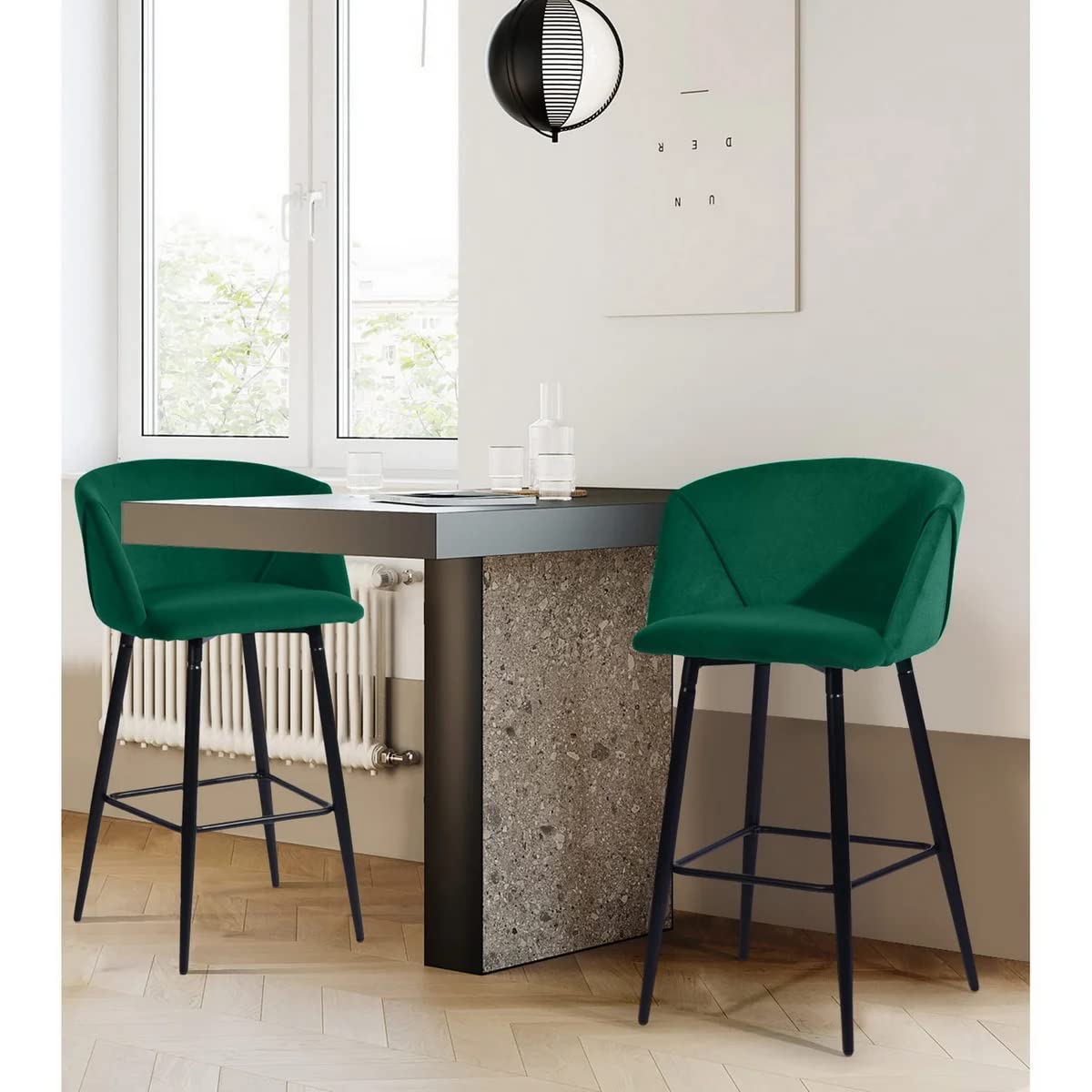 Foto 4 | Taburete De Bar Furniturer Aldridge Verde 47.5 X 47.5 X 97 Cm