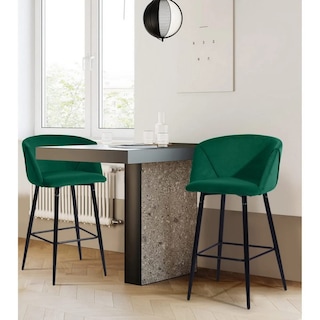 Foto 4 | Taburete De Bar Furniturer Aldridge Verde 47.5 X 47.5 X 97 Cm