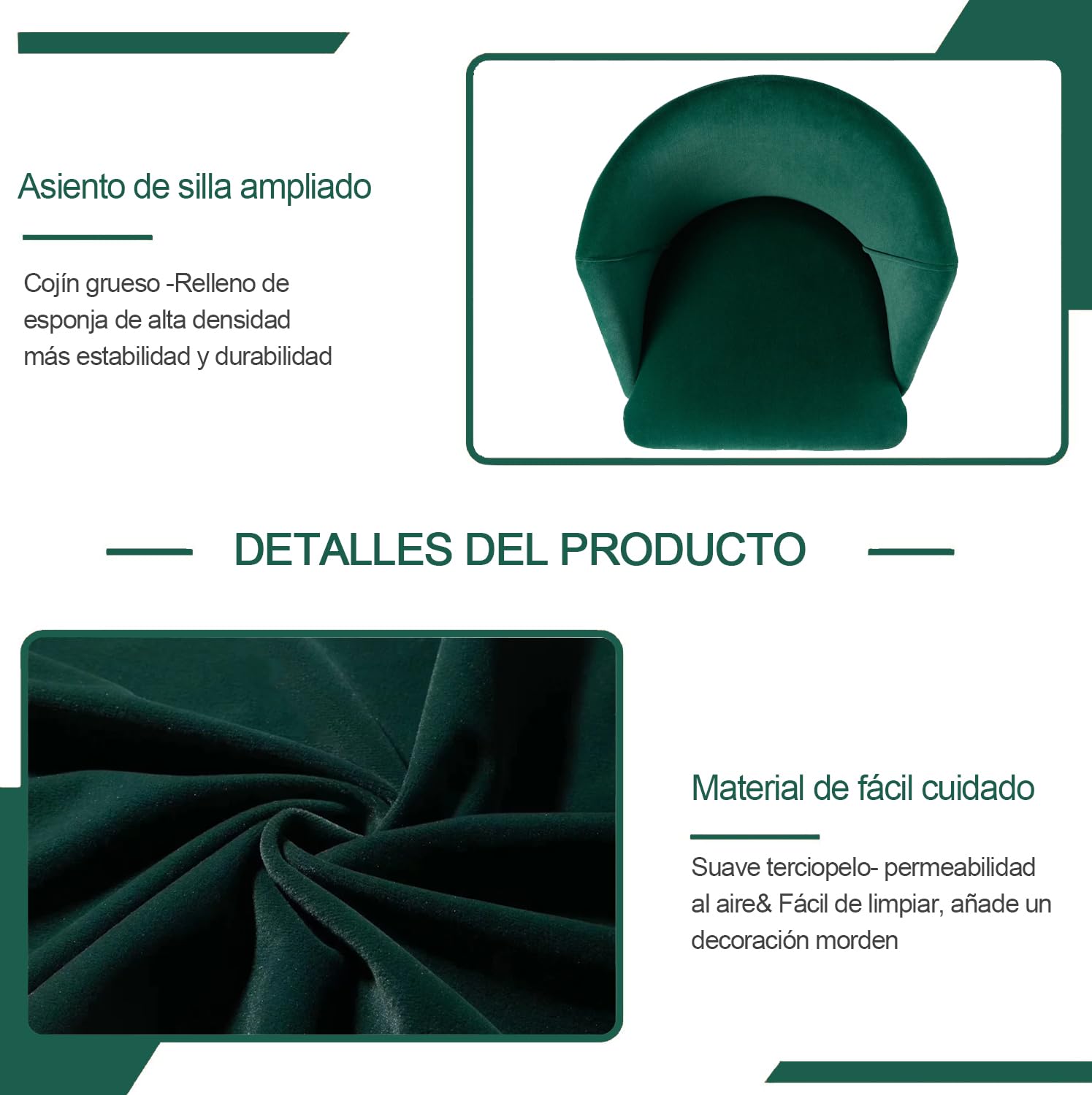 Foto 6 | Taburete De Bar Furniturer Aldridge Verde 47.5 X 47.5 X 97 Cm