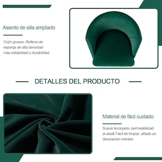 Foto 6 | Taburete De Bar Furniturer Aldridge Verde 47.5 X 47.5 X 97 Cm