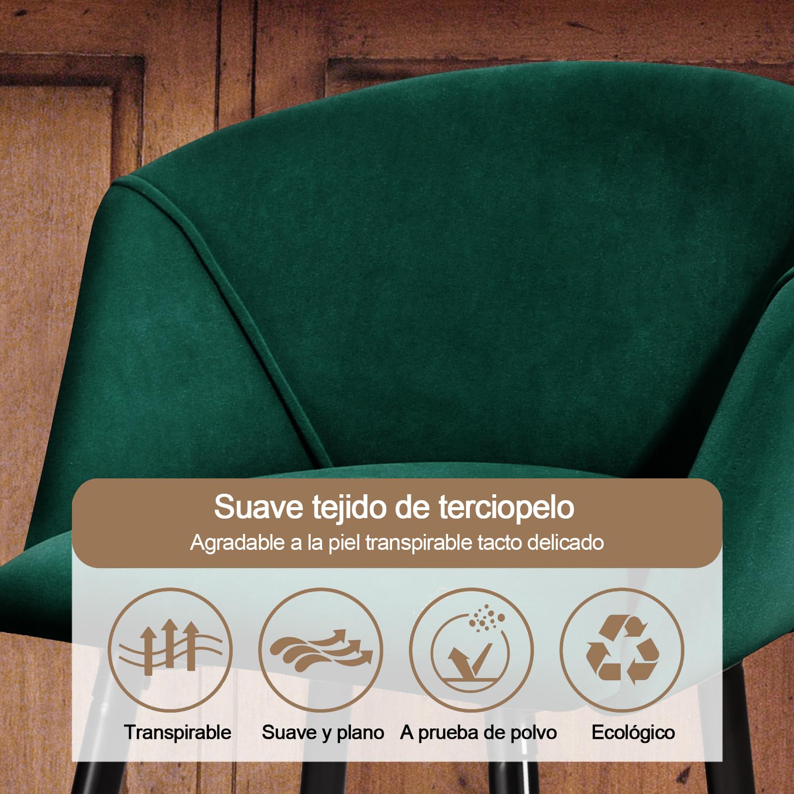 Foto 7 | Taburete De Bar Furniturer Aldridge Verde 47.5 X 47.5 X 97 Cm