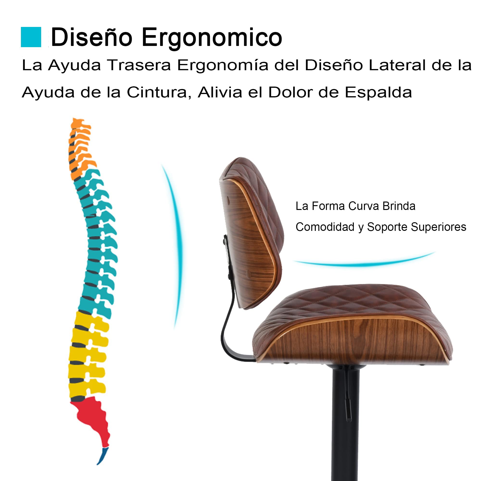Foto 9 pulgar | Taburete De Bar Furniturer Donte Marrón 48 X 45 X 96-116 Cm