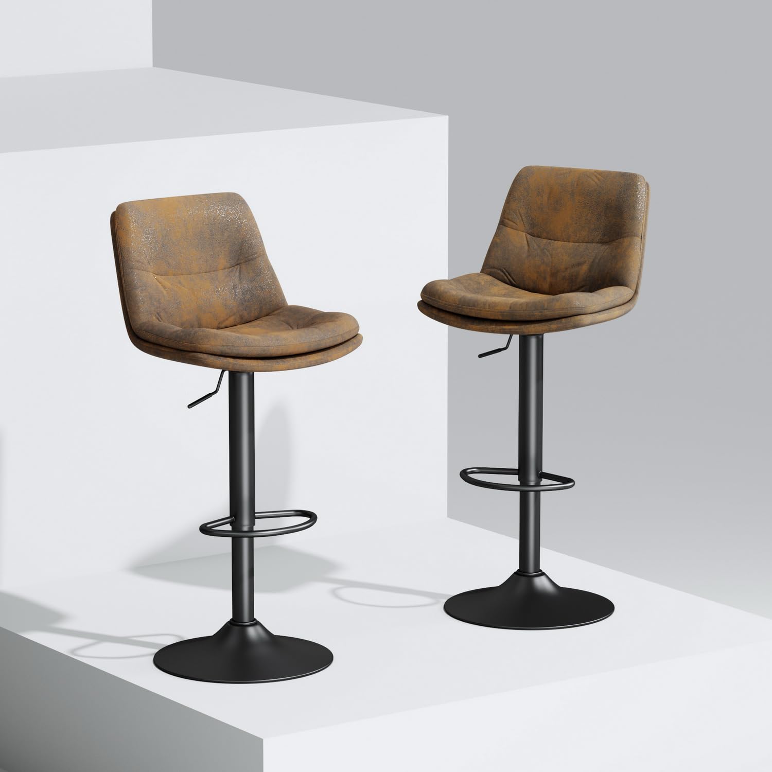 Foto 2 pulgar | Taburete De Bar Furniturer Hober Marrón 46 X 41 X 88 - 110 Cm