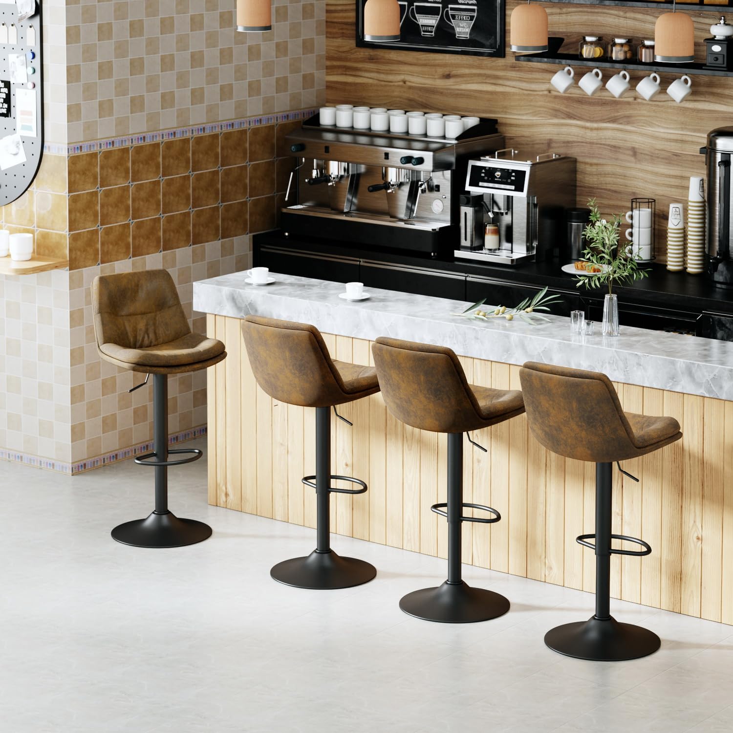 Foto 3 pulgar | Taburete De Bar Furniturer Hober Marrón 46 X 41 X 88 - 110 Cm