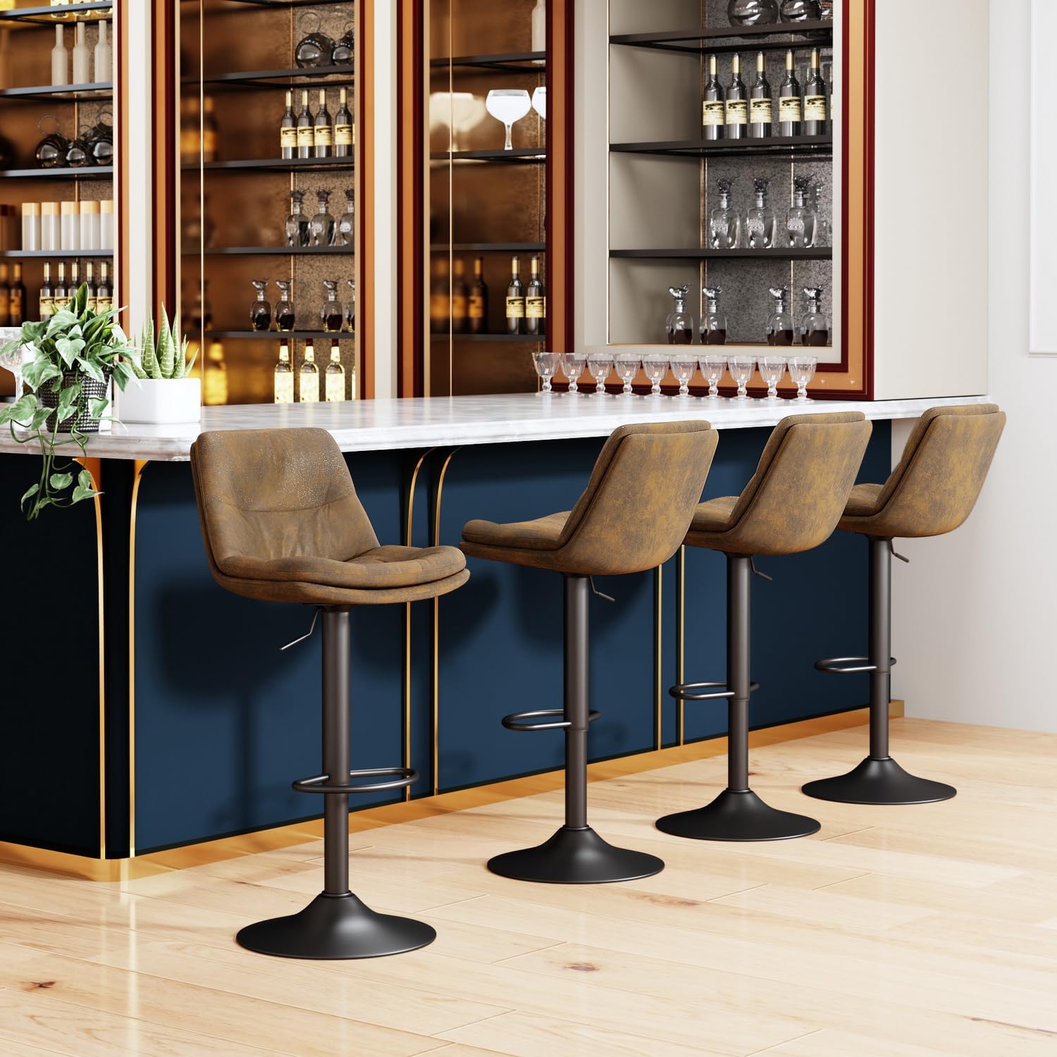 Foto 4 | Taburete De Bar Furniturer Hober Marrón 46 X 41 X 88 - 110 Cm
