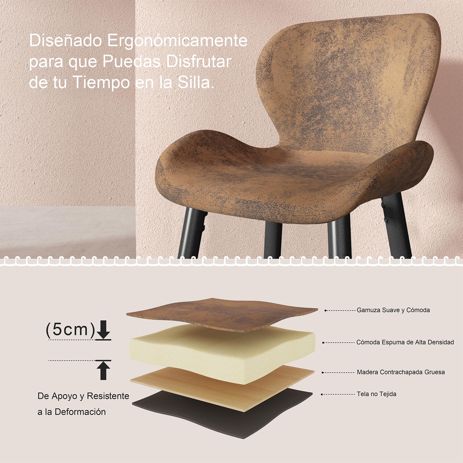 Foto 8 pulgar | Taburete De Bar Furniturer Julian Marrón 48 X 40 X 101 Cm