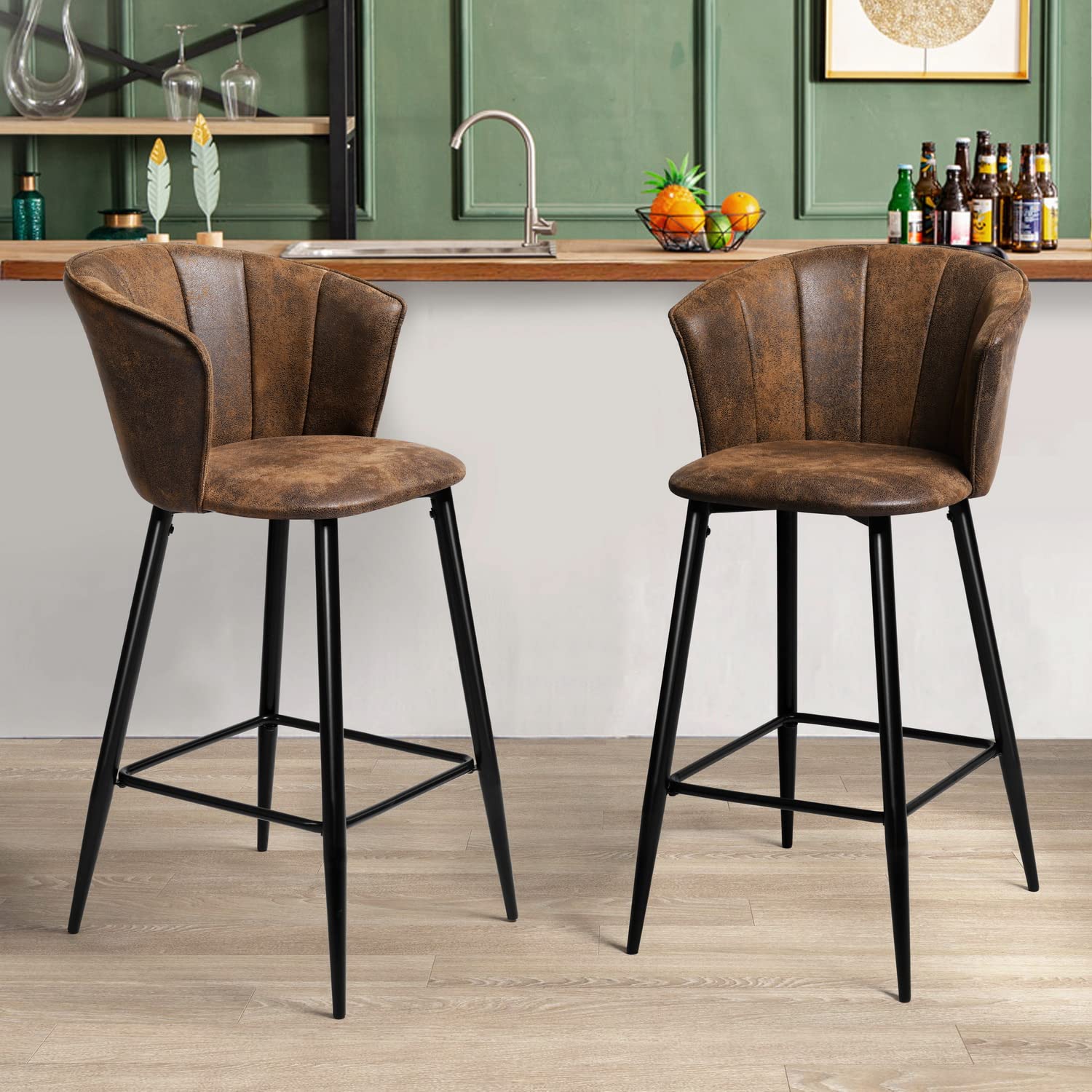 Foto 3 pulgar | Taburete De Bar Furniturer Doncic Marrón 45.5 X 44 X 98 Cm