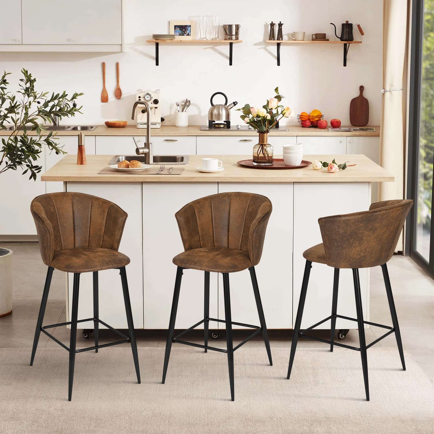 Foto 4 | Taburete De Bar Furniturer Doncic Marrón 45.5 X 44 X 98 Cm
