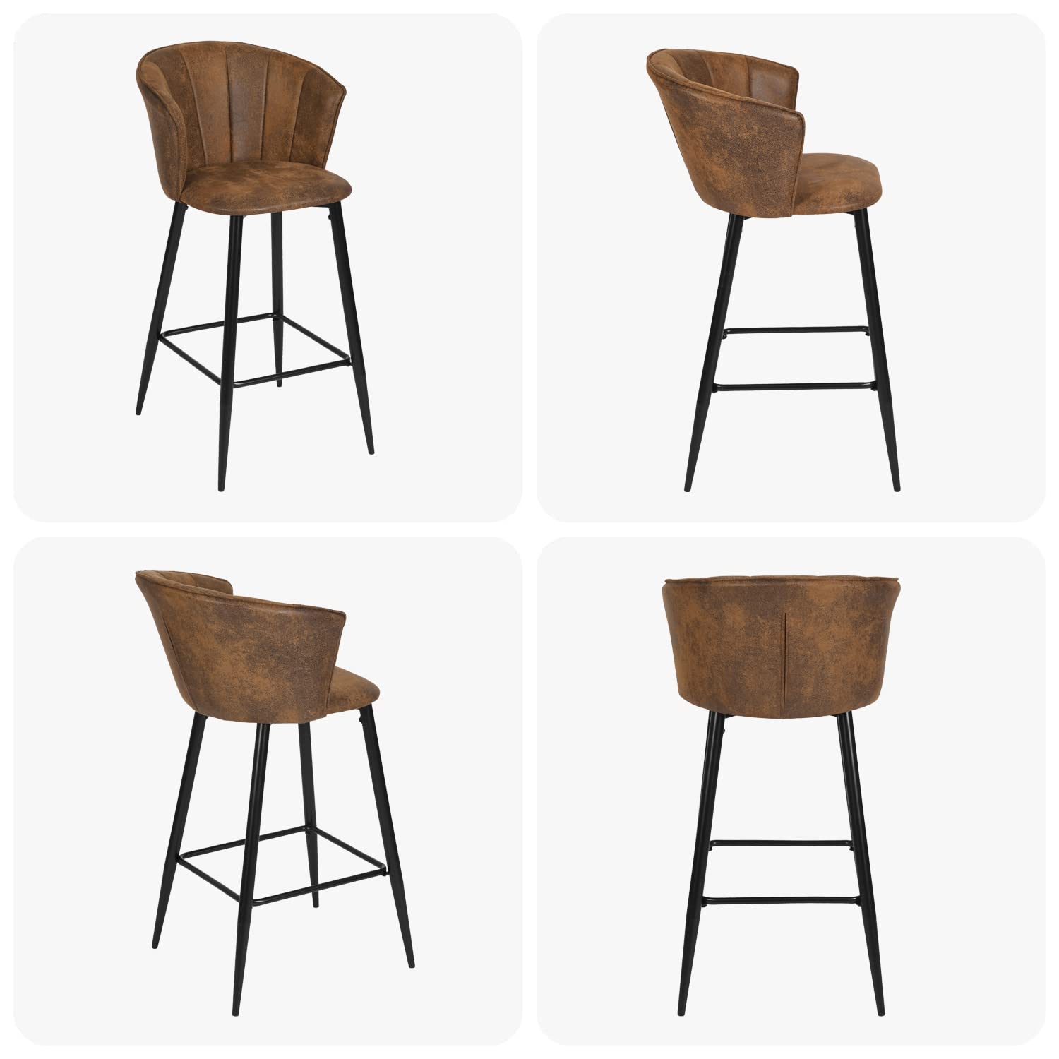 Foto 9 pulgar | Taburete De Bar Furniturer Doncic Marrón 45.5 X 44 X 98 Cm