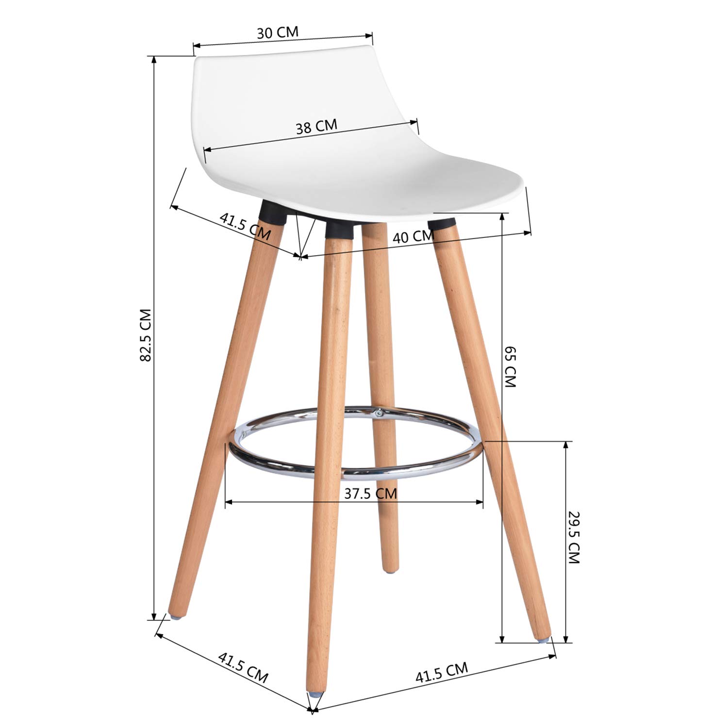 Foto 2 | Taburete De Bar Furniturer Delie Blanco 41.5 X 41.5 X 82.5 Cm