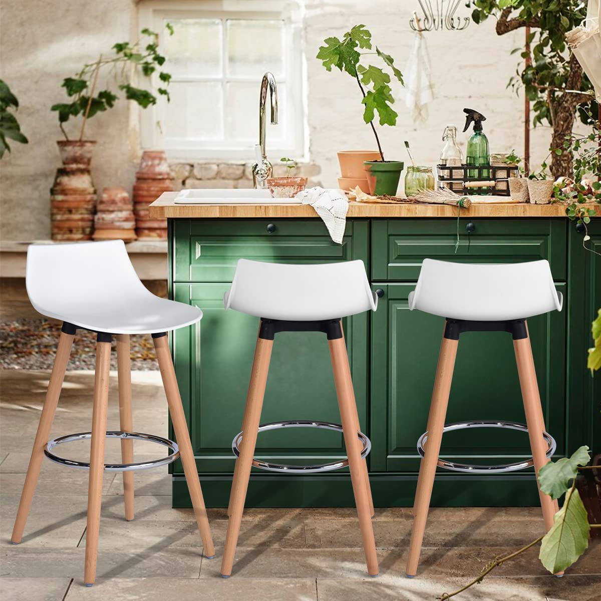 Foto 4 pulgar | Taburete De Bar Furniturer Delie Blanco 41.5 X 41.5 X 82.5 Cm