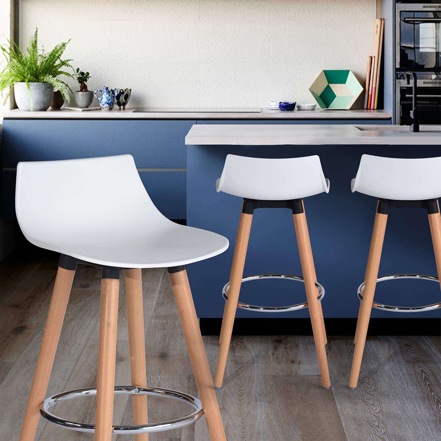 Foto 8 pulgar | Taburete De Bar Furniturer Delie Blanco 41.5 X 41.5 X 82.5 Cm