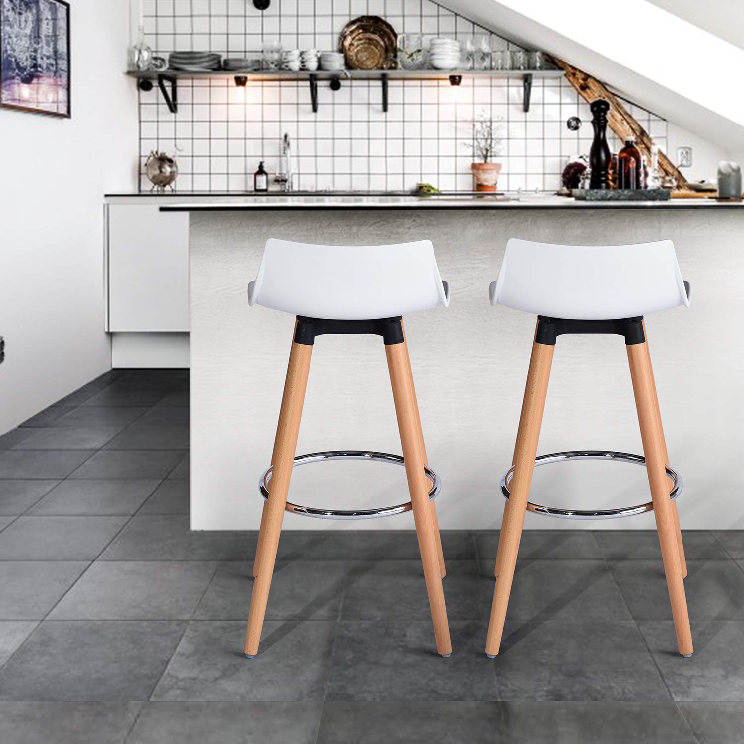 Foto 8 | Taburete De Bar Furniturer Delie Blanco 41.5 X 41.5 X 82.5 Cm