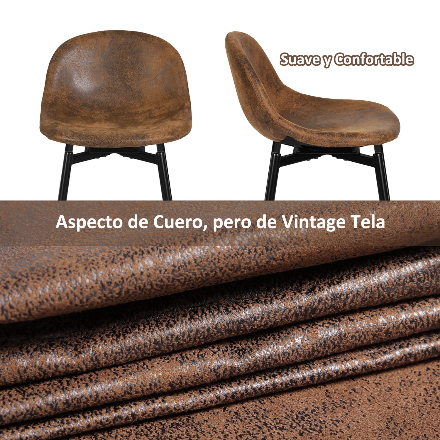 Foto 8 pulgar | Taburete De Bar Furniturer Charlton Marrón 45.5 X 45.5 X 93 Cm