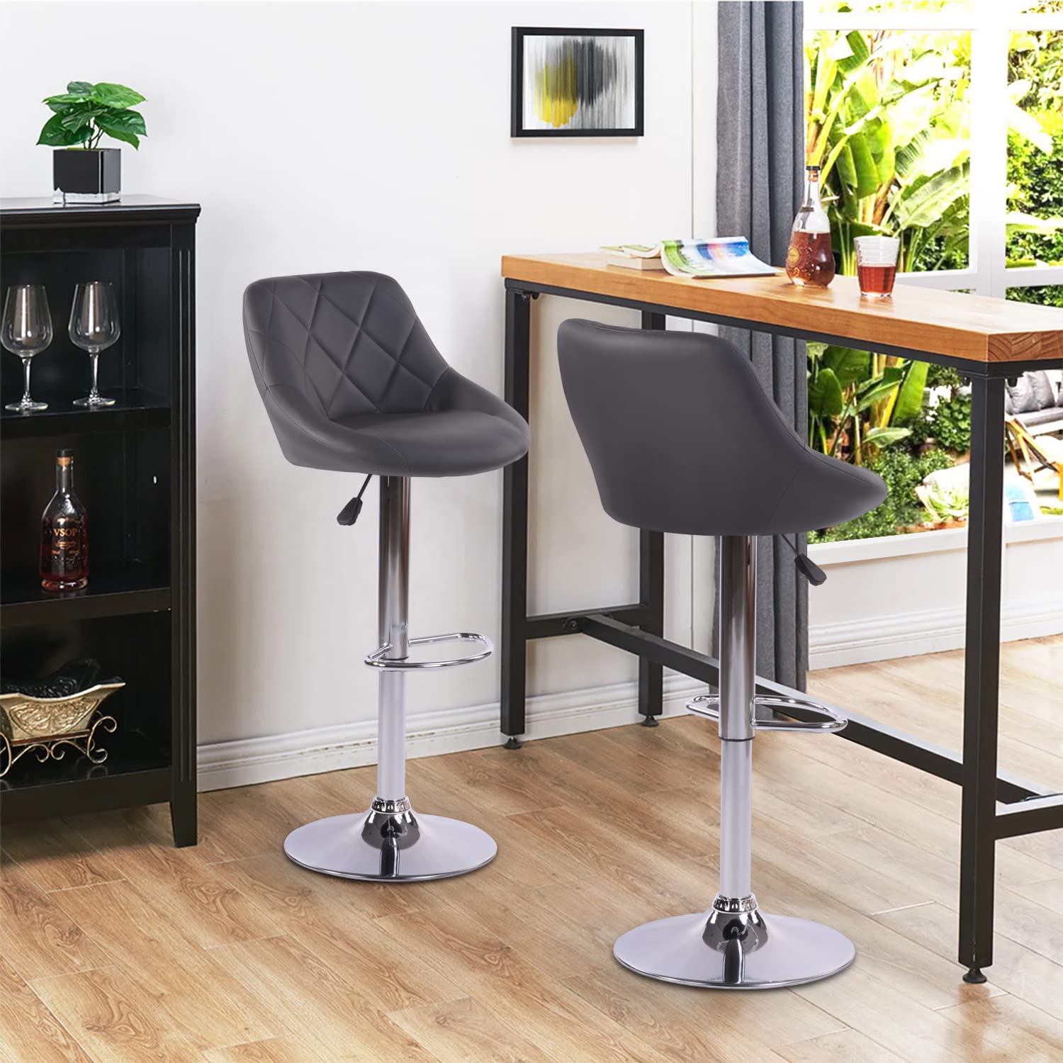 Foto 3 pulgar | Taburete De Bar Furniturer Hatan Gris 38.5 X 38.5 X 83-103 Cm
