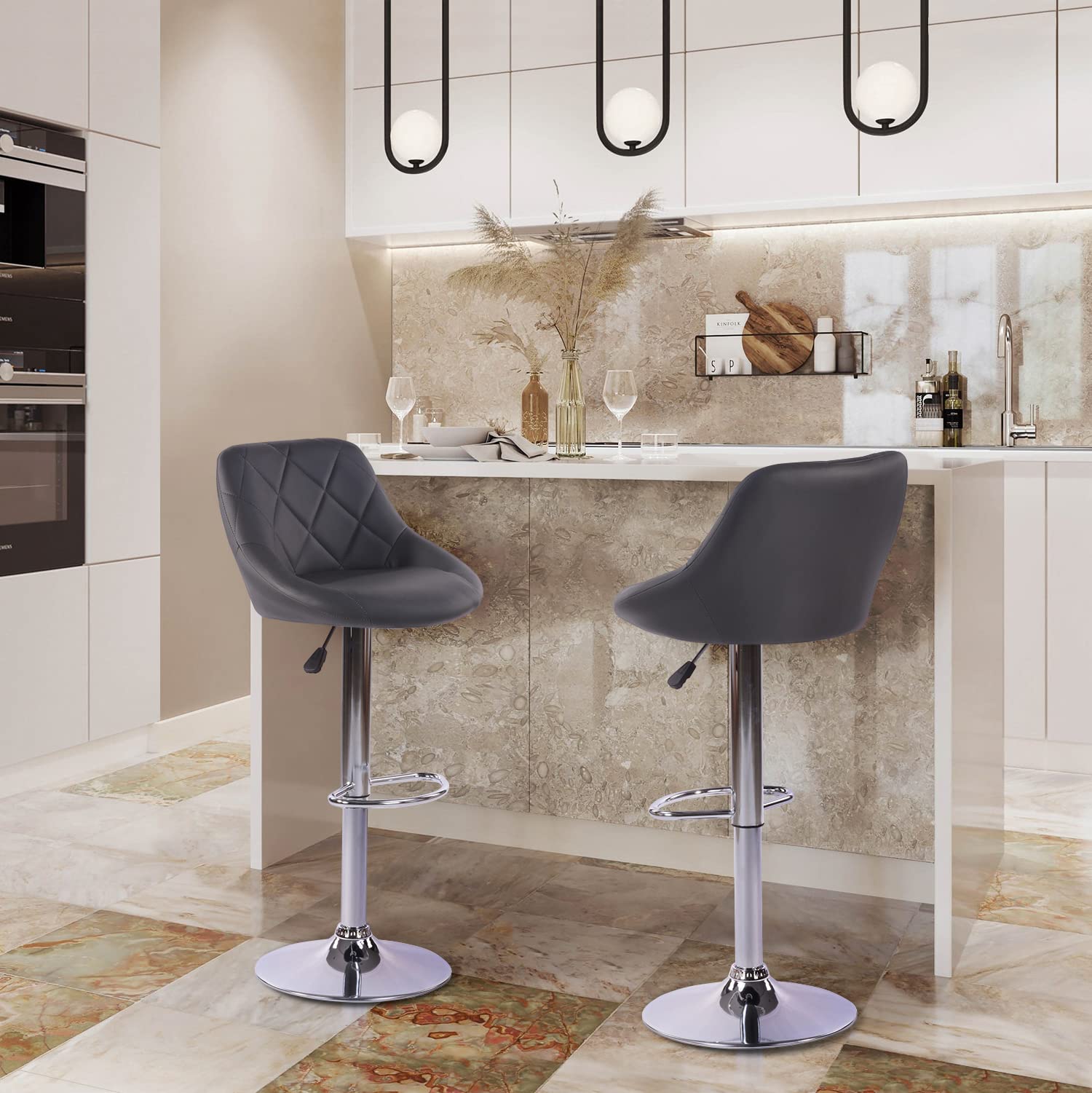 Foto 5 pulgar | Taburete De Bar Furniturer Hatan Gris 38.5 X 38.5 X 83-103 Cm