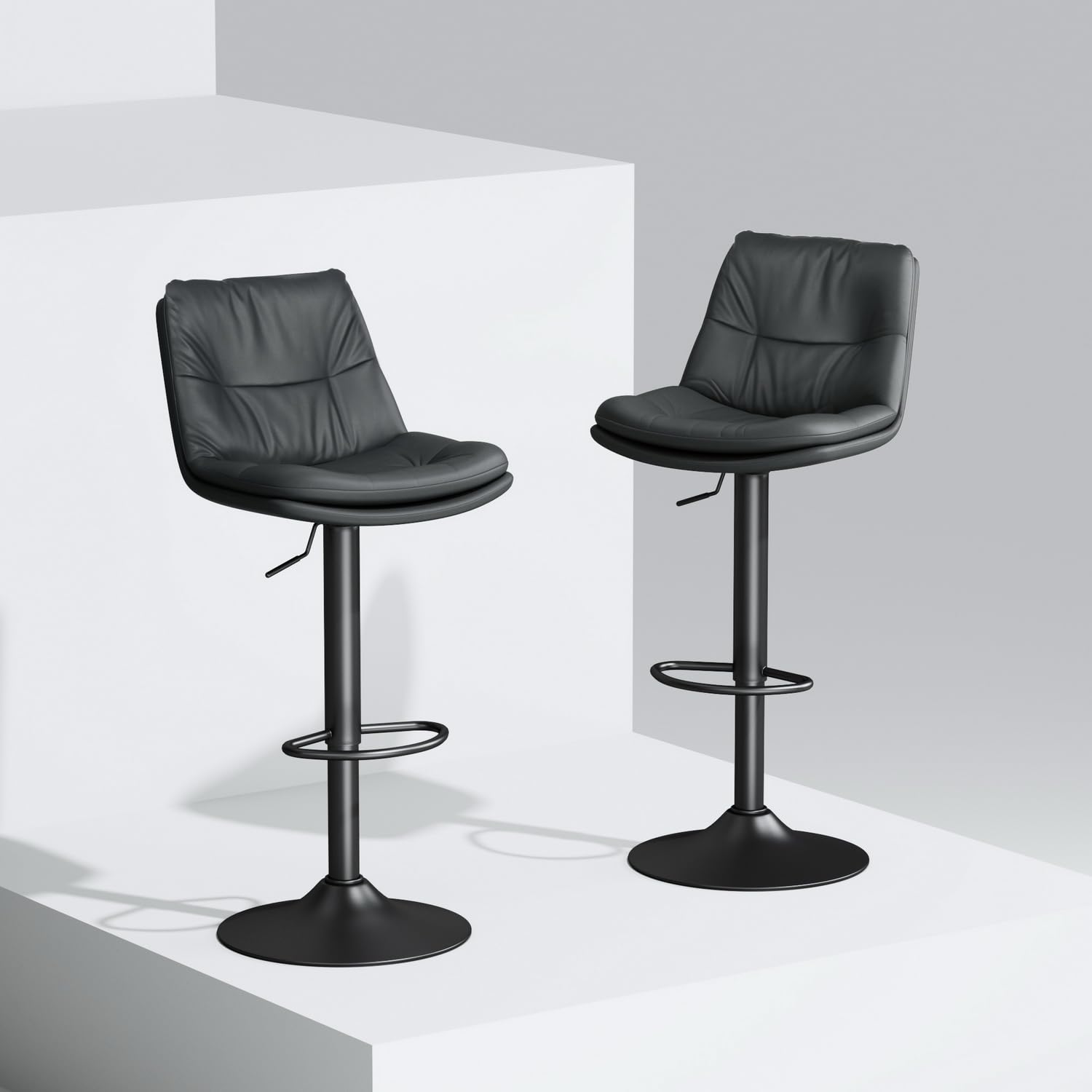 Foto 2 pulgar | Taburete De Bar Furniturer Hober Negro 46 X 41 X 88 - 110 Cm