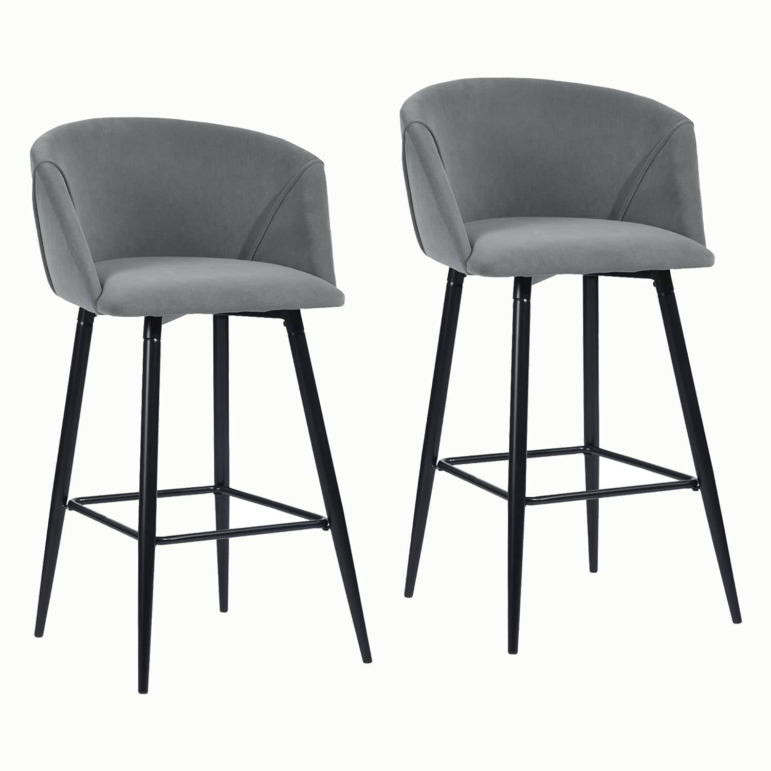 Foto 2 pulgar | Taburete De Bar Furniturer Aldridge Gris 47.5 X 47.5 X 97 Cm