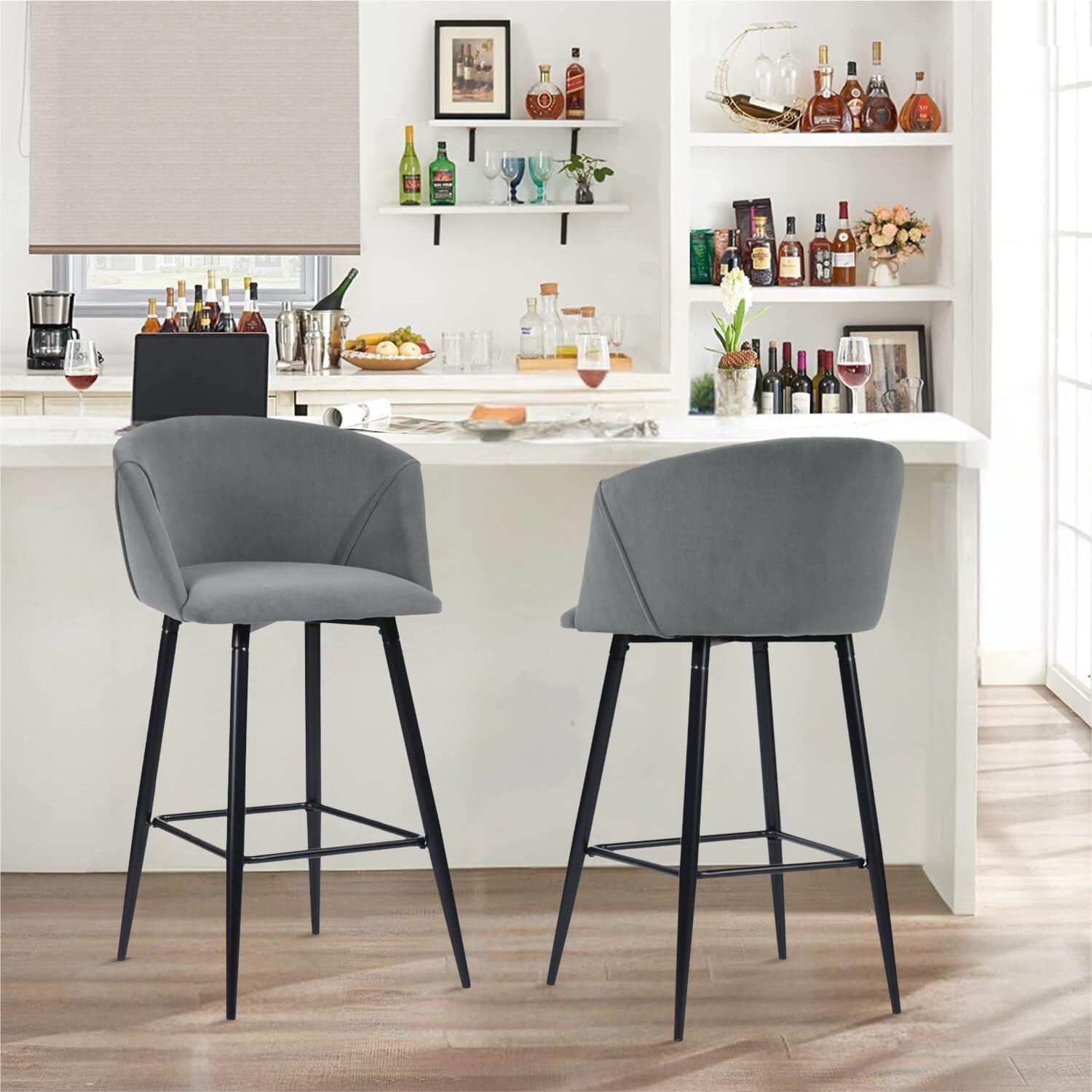 Foto 3 pulgar | Taburete De Bar Furniturer Aldridge Gris 47.5 X 47.5 X 97 Cm