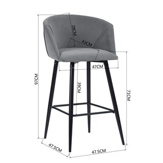 Foto 3 | Taburete De Bar Furniturer Aldridge Gris 47.5 X 47.5 X 97 Cm