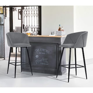 Foto 4 | Taburete De Bar Furniturer Aldridge Gris 47.5 X 47.5 X 97 Cm