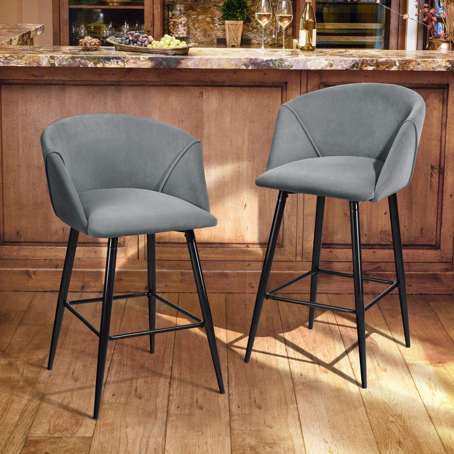 Foto 8 pulgar | Taburete De Bar Furniturer Aldridge Gris 47.5 X 47.5 X 97 Cm
