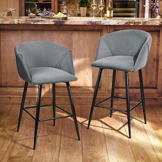Foto 7 | Taburete De Bar Furniturer Aldridge Gris 47.5 X 47.5 X 97 Cm