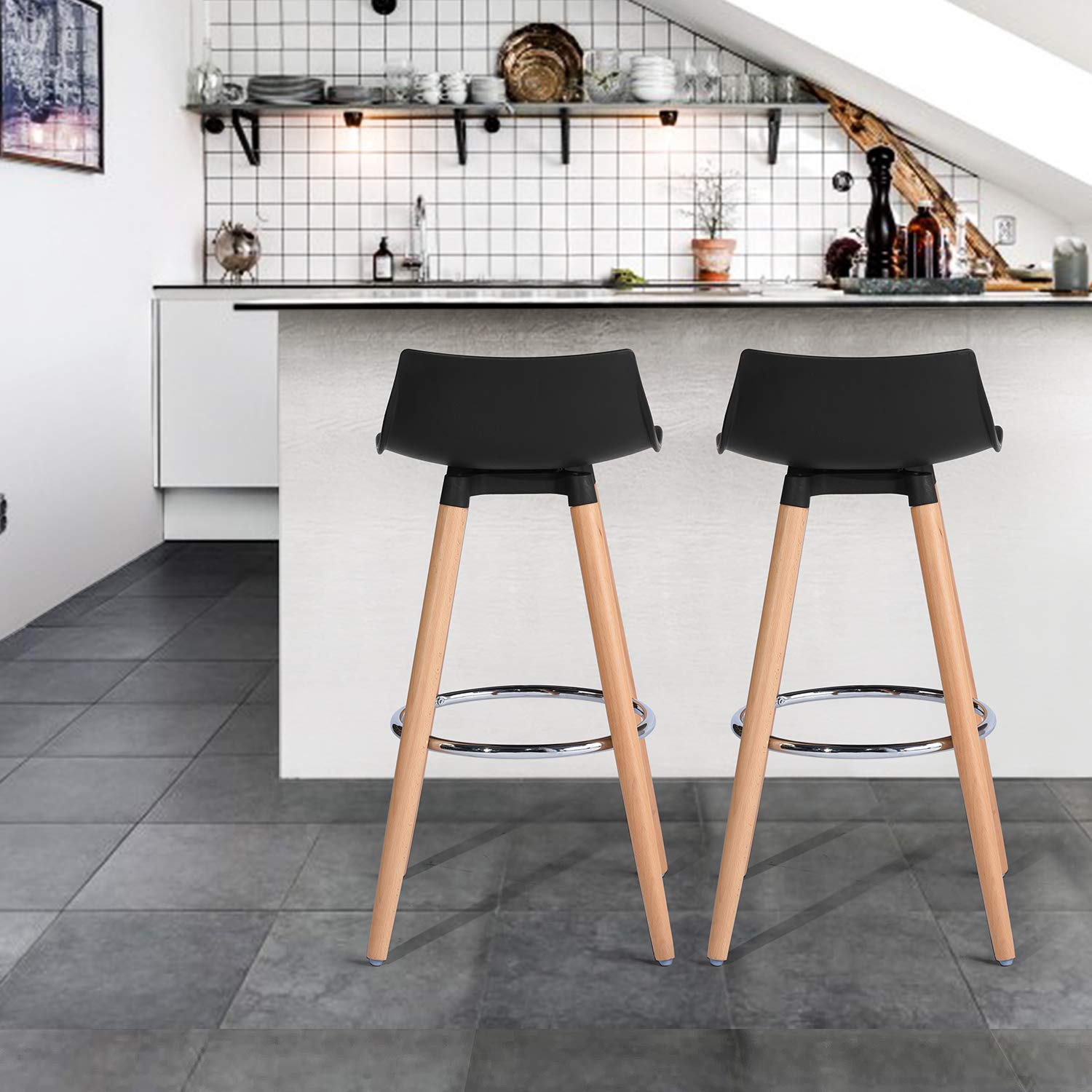 Foto 3 | Taburete De Bar Furniturer Delie Negro 41.5 X 41.5 X 82.5 Cm