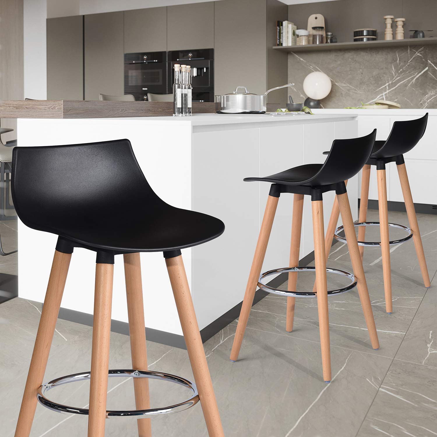 Foto 9 pulgar | Taburete De Bar Furniturer Delie Negro 41.5 X 41.5 X 82.5 Cm