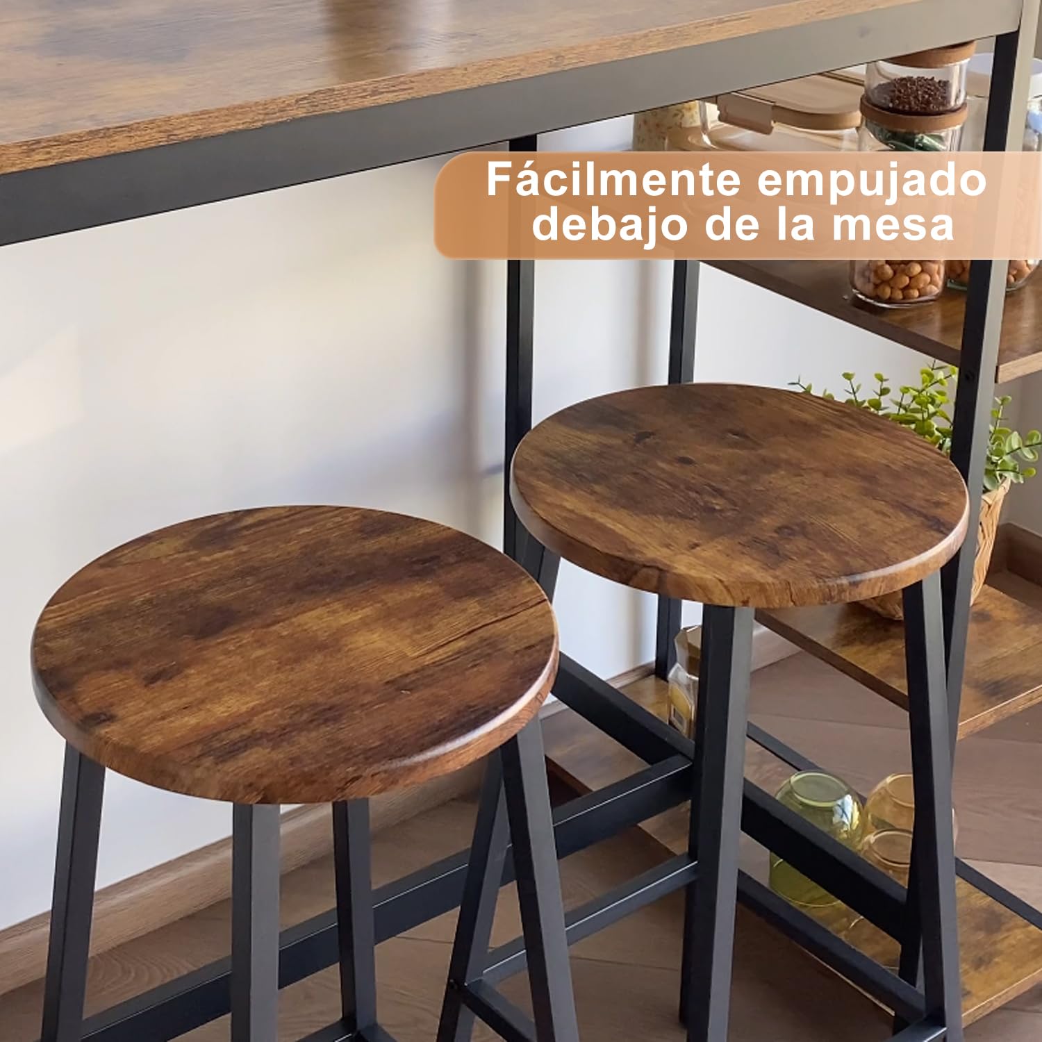 Foto 4 | Taburete De Bar Furniturer Turiel Marrón 32 X 32 X 65 Cm