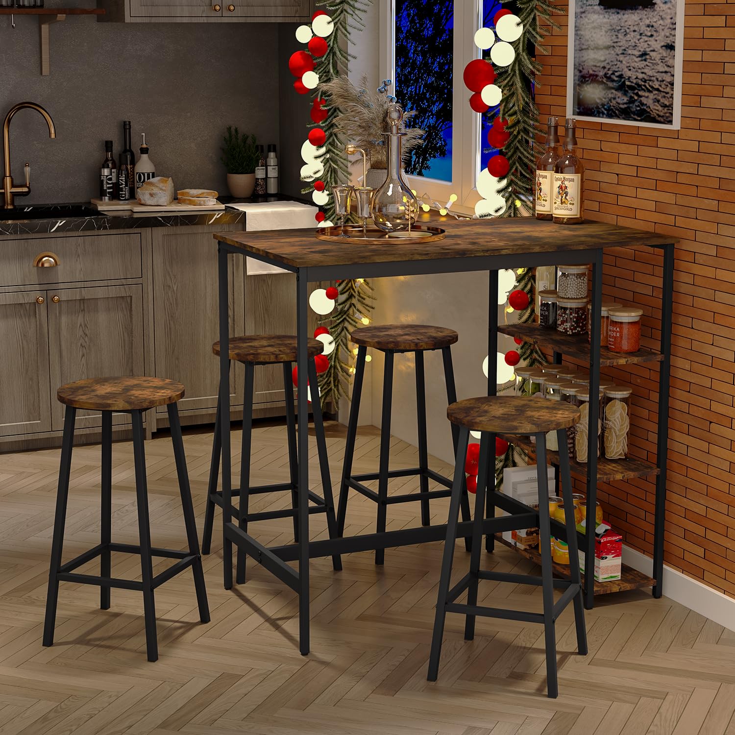 Foto 5 | Taburete De Bar Furniturer Turiel Marrón 32 X 32 X 65 Cm