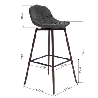 Foto 3 | Taburete De Bar Furniturer Charlton Gris 45.5 X 45.5 X 93 Cm