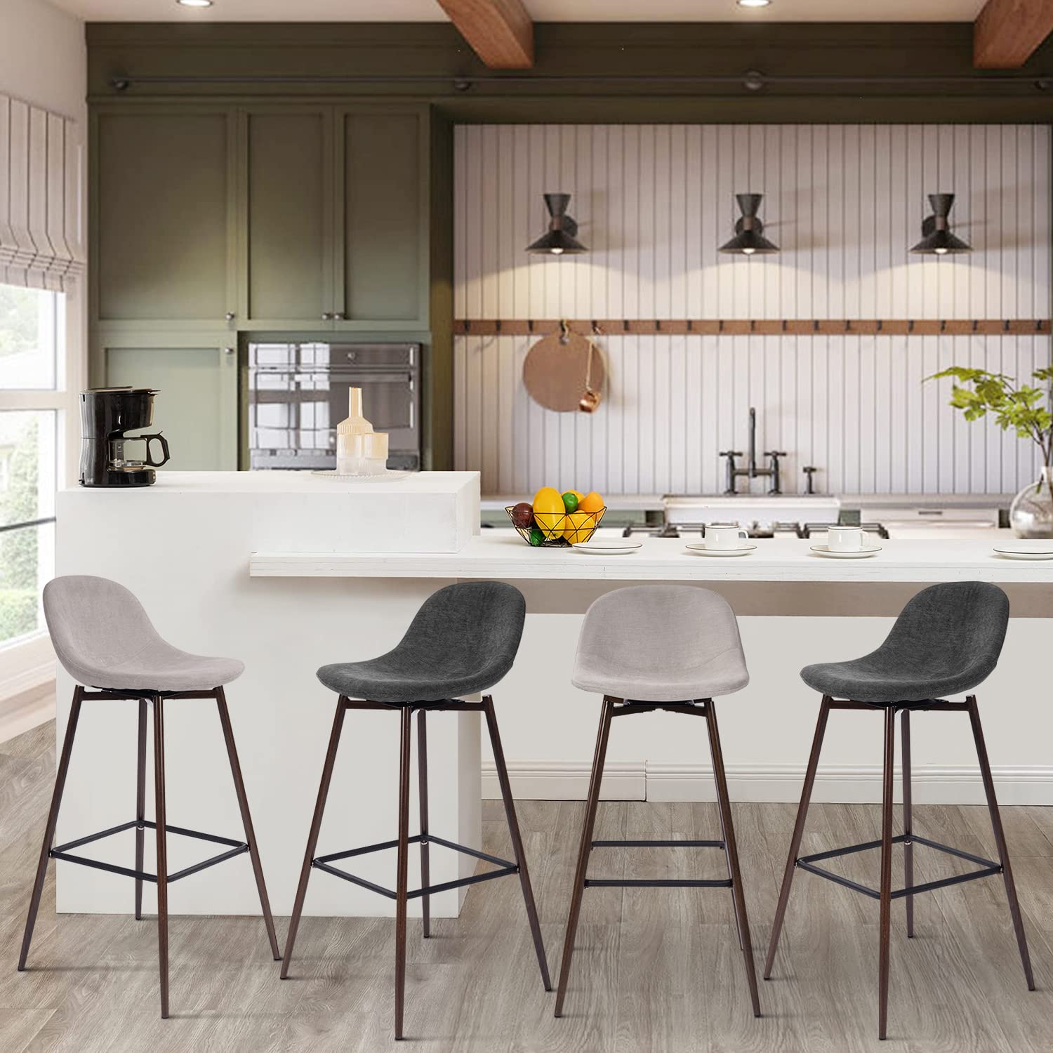 Foto 5 pulgar | Taburete De Bar Furniturer Charlton Gris 45.5 X 45.5 X 93 Cm