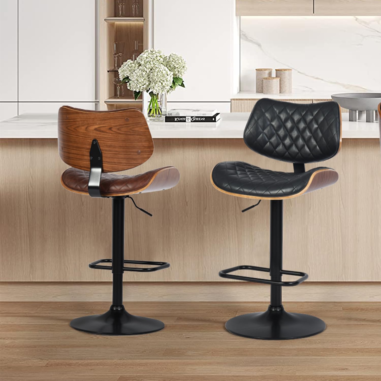 Foto 5 pulgar | Taburete De Bar Furniturer Donte Negro 48 X 45 X 96-116 Cm