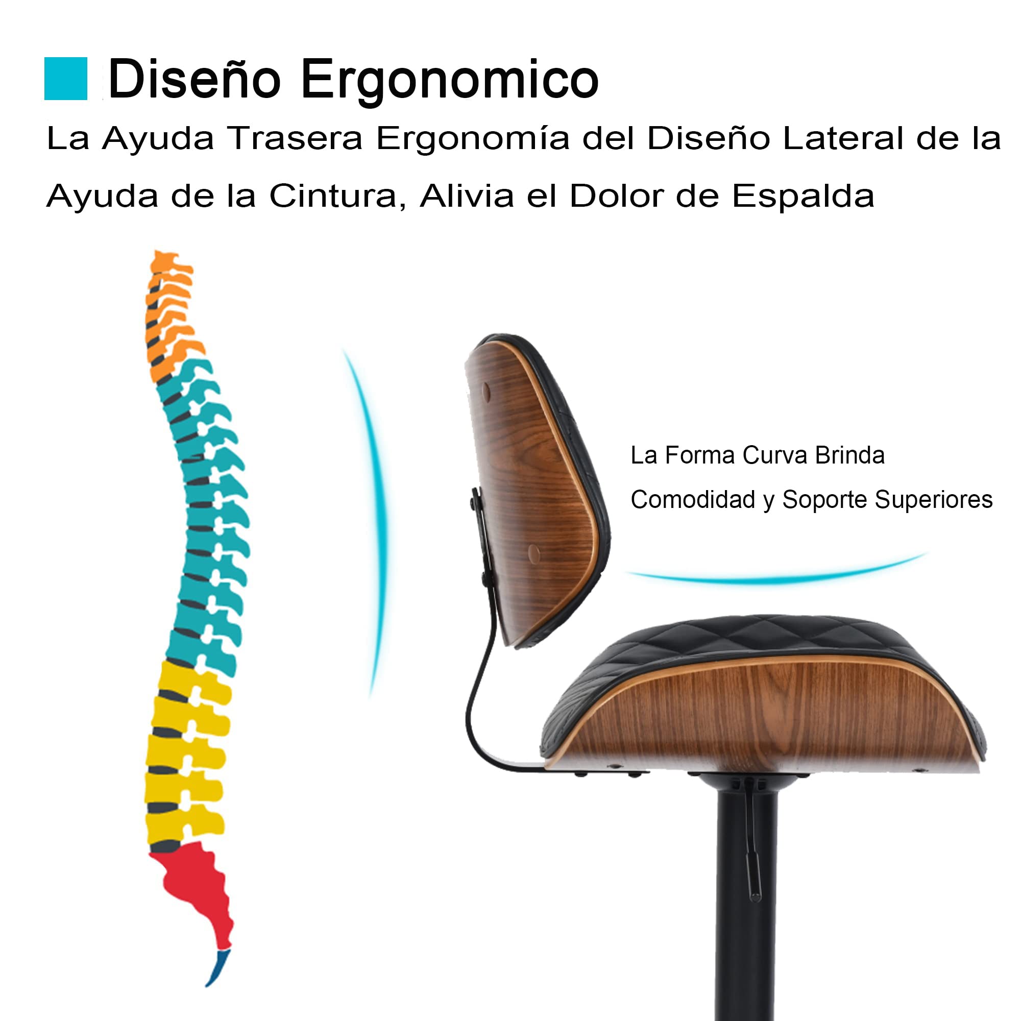 Foto 9 pulgar | Taburete De Bar Furniturer Donte Negro 48 X 45 X 96-116 Cm