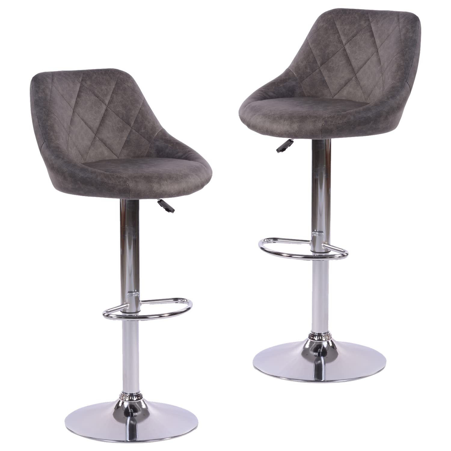 Foto 2 pulgar | Taburete De Bar Furniturer Hatan Gris Oscuro 38.5 X 38.5 X 83-103 Cm